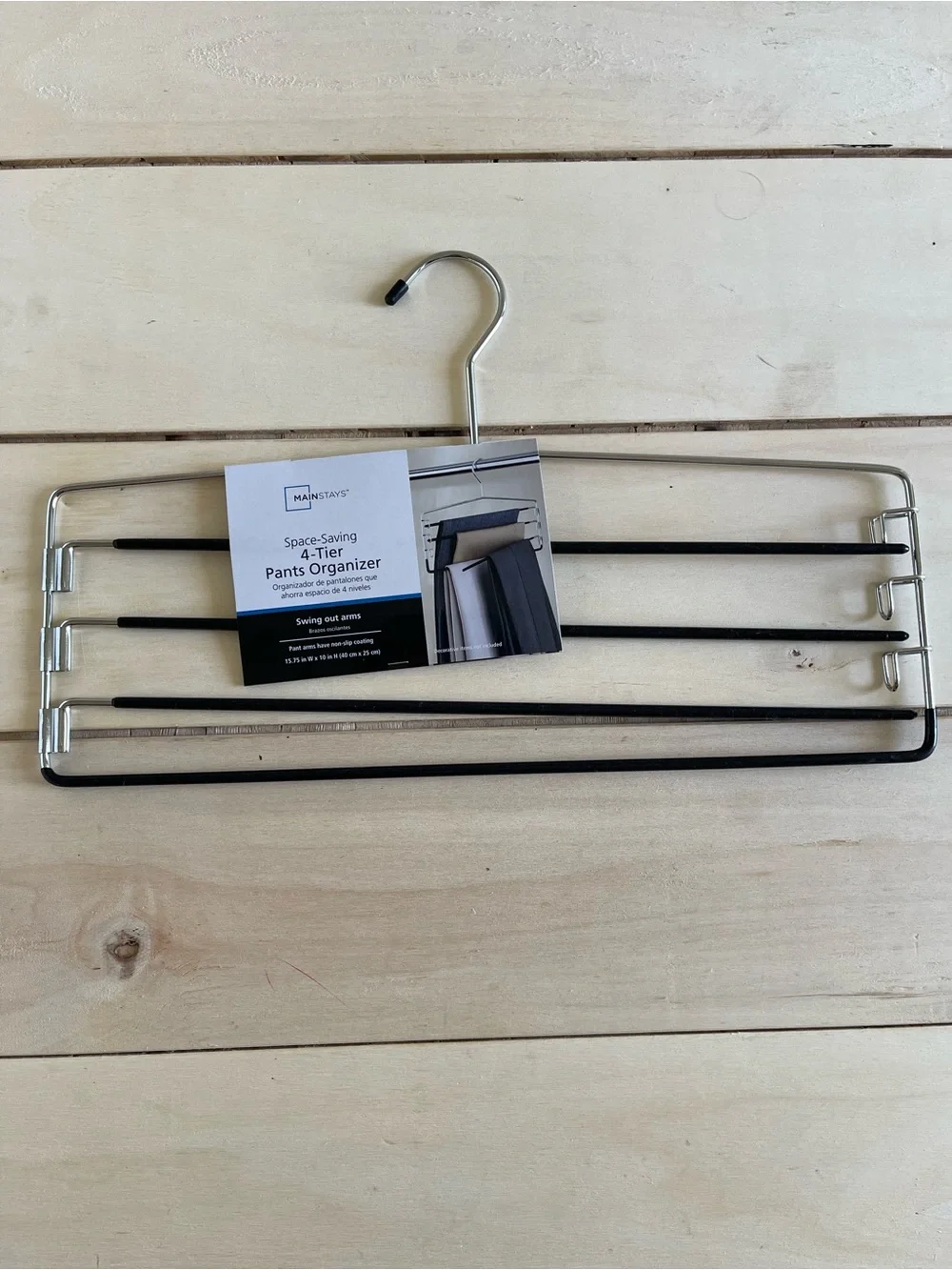 New Pants Organizer Hanger 4 Tier Swing Out Arms Hold Slacks